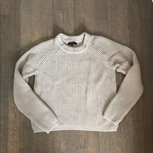 Quince Beige Crew Neck Sweater Chunky Knit